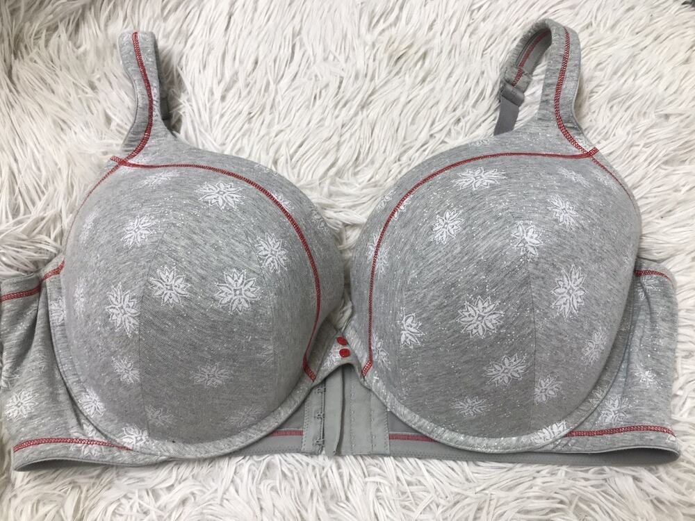 Cacique Lane Bryant Woman's Push-Up Bra Gray Floral Plus Size UNDERWIRE 46DDD